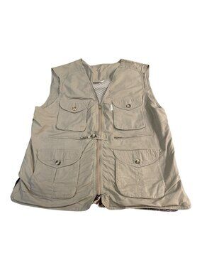 TAG Safari Vest Mens Large Khaki Cotton Utility Multi Pocket Zimbabwe Vintage